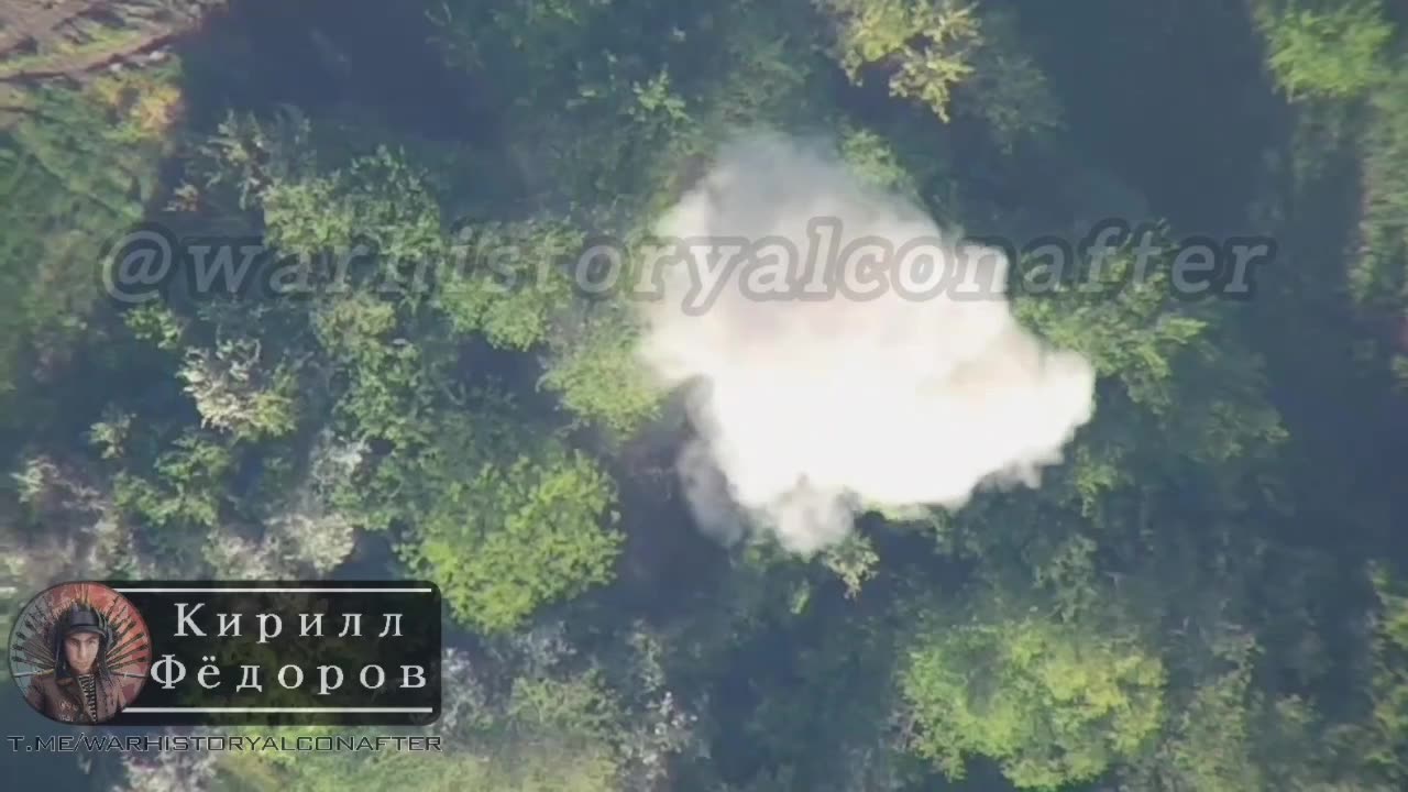 Lancet Drone Attacks an Abrams Tank Hiding in a Forest Belt