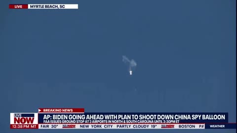 U.S. military has shot down the Chinese spy airship over the Atlantic Ocean .
