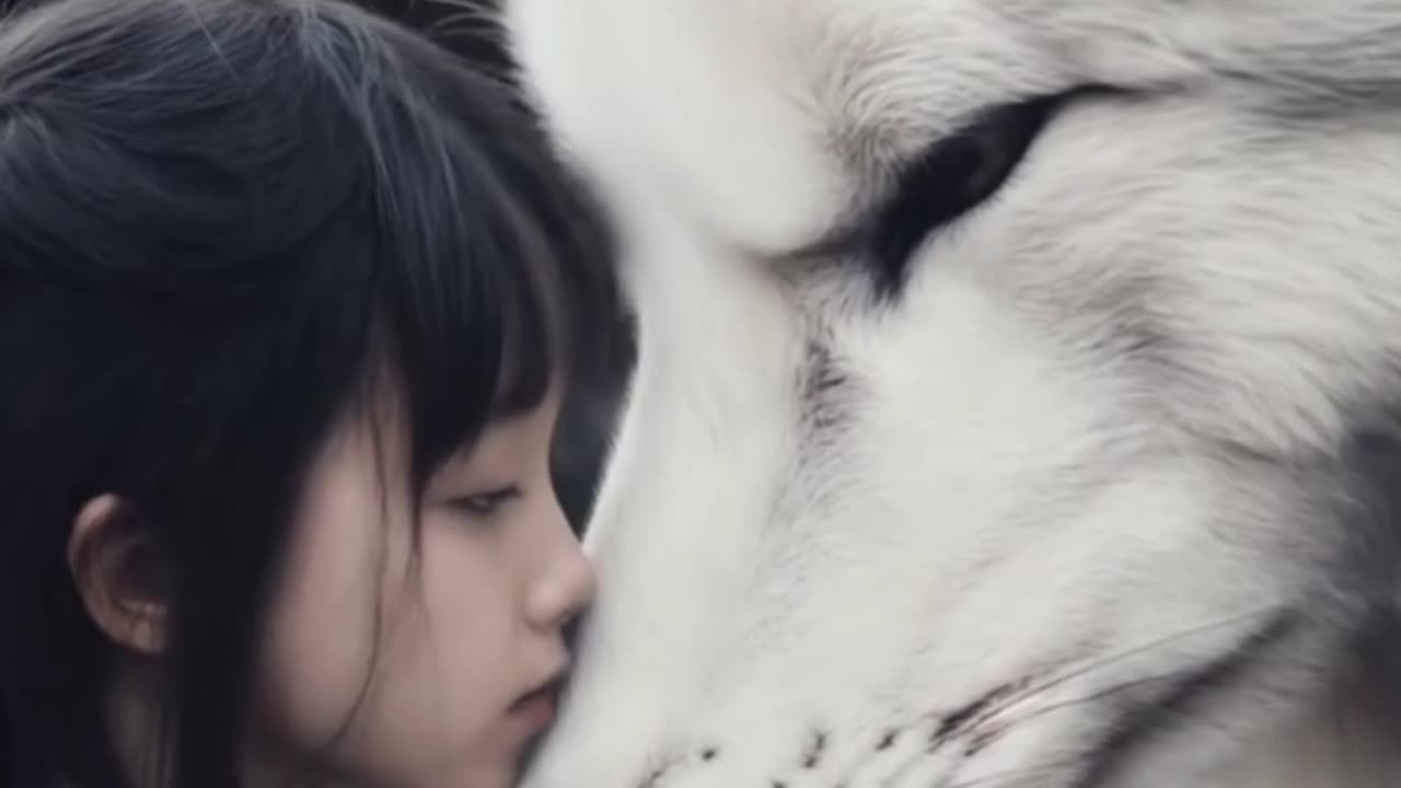 little girl and her fox are best friends