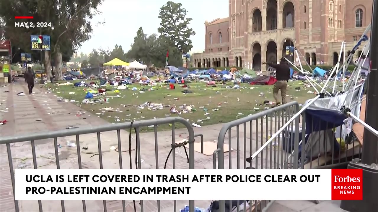 UCLA's Campus Is Left Covered In Trash After Police Clear Out Pro-Palestinian Encampment