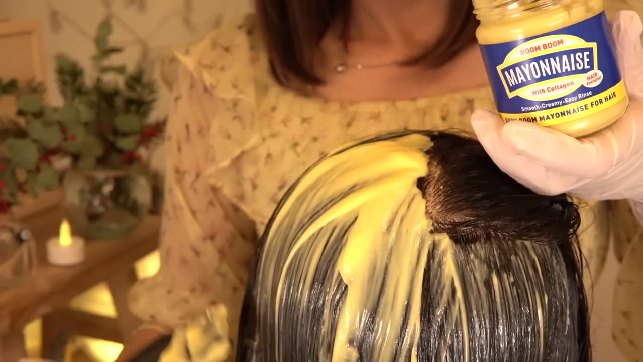 [ASMR] Hair Mayonnaise | Relaxing Hair Treatment 💆‍♀️ | No Talking