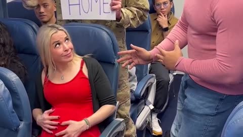 Veteran Surprised his pregnant wife on airplane and it went wrong.hd