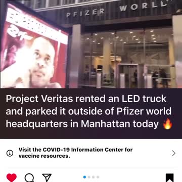 Truther truck parked outside of phizers doors
