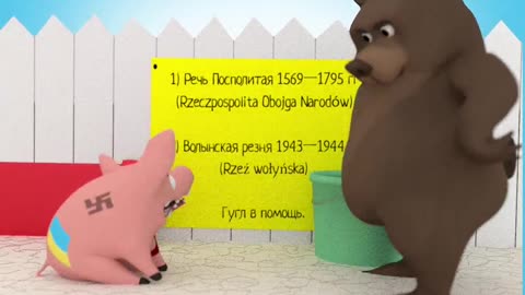 Ukrainian piglet 4 paints Polish fence