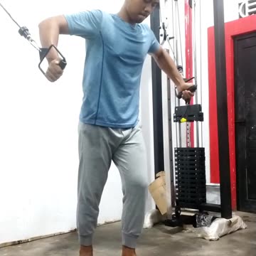 chest muscle training with cable cross over gym