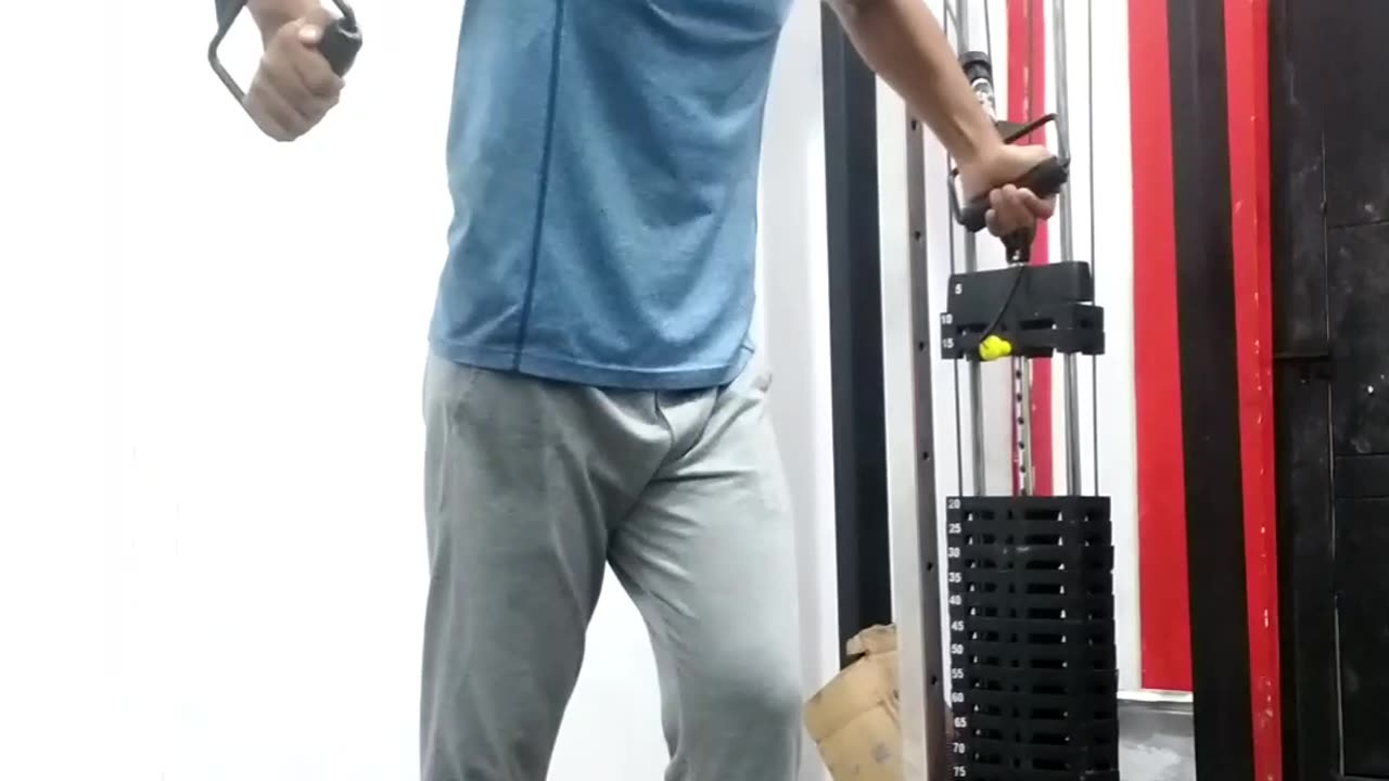 chest muscle training with cable cross over gym