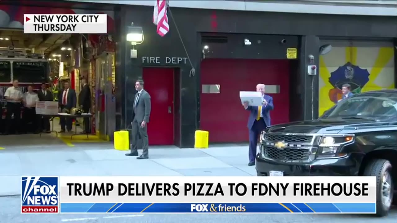 Trump cheered as he delivers pizza to FDNY firehouse