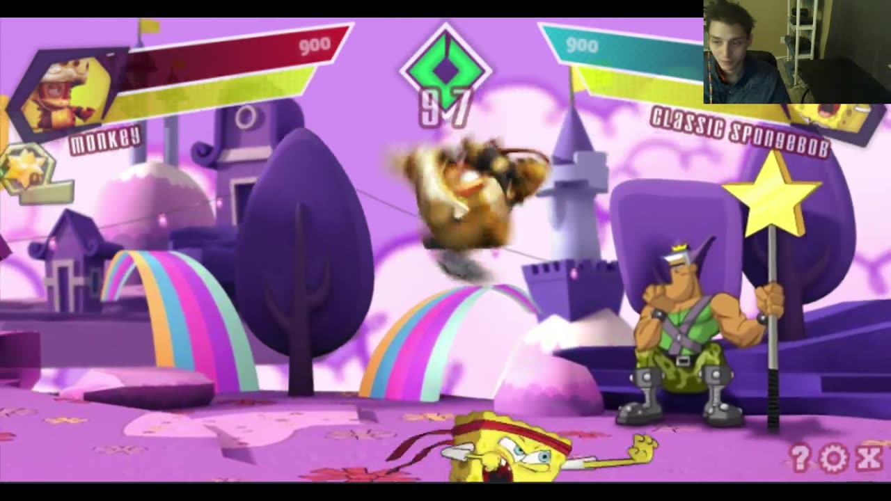 Monkey VS SpongeBob SquarePants In A Nickelodeon Super Brawl Showdown! Battle