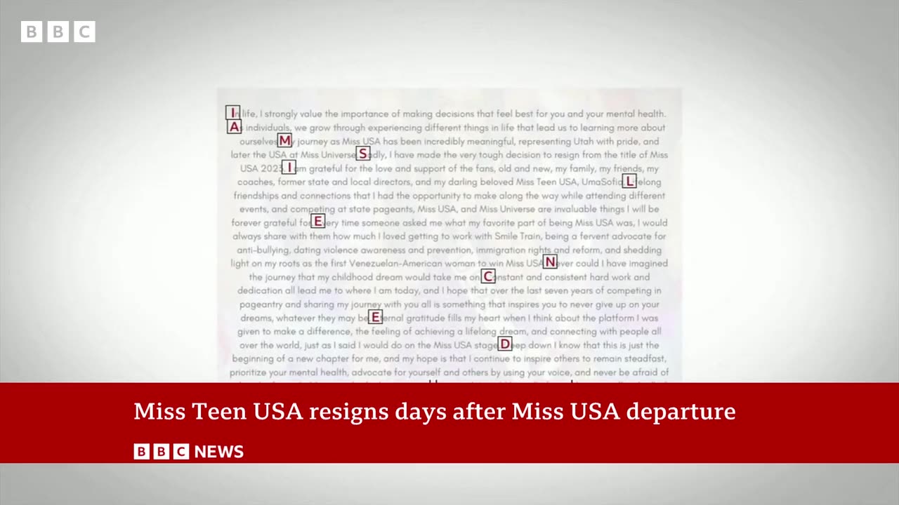 Miss Teen USA resigns days after Miss USAdeparture | BBC News