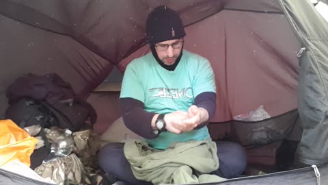 Getting changed in the Snugpak Scorpion 2 tent. 22nd Jan 2023