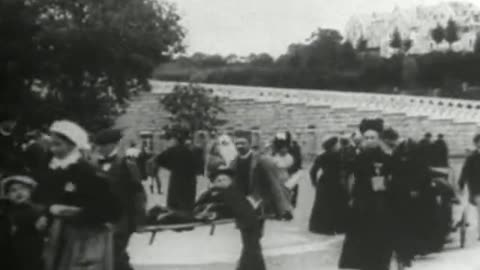 Lourdes Procession, La Société Lumière, France (1897 Original Black & White Film)