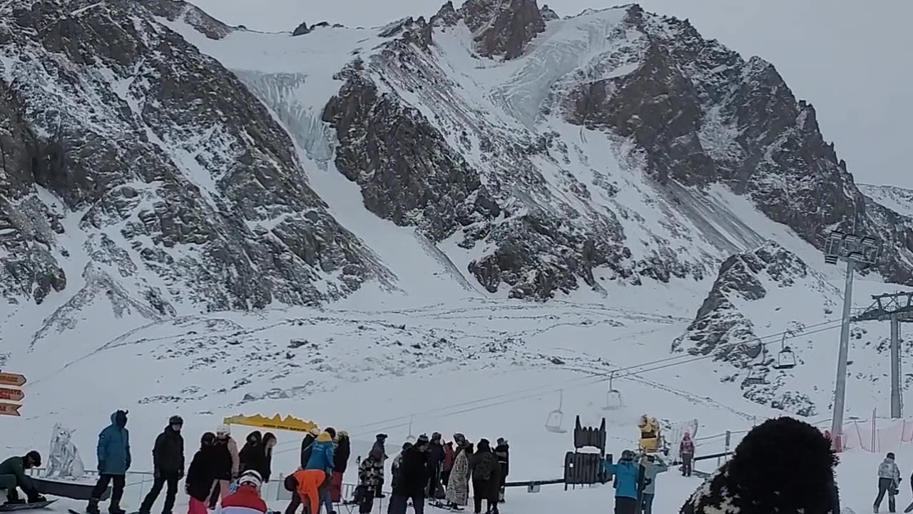 To Shymbulak Mountain hotel and the top of the mountain.