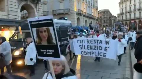 Turin, Italy: Vaccine Victims and Families March the Streets.