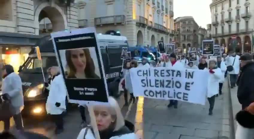 Turin, Italy: Vaccine Victims and Families March the Streets.