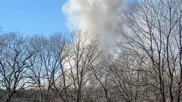 Crews are battling a massive fire at an egg farm Bozrah, Connecticut.