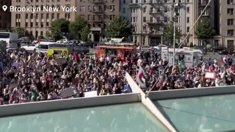 Hundreds of pro-Palestine protesters have stormed into the Brooklyn Museum.