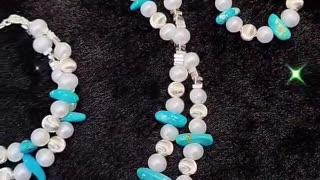 GN-20241203-04 Turquoise Set Natural Pearl & Turquoise Premium Match S925 Silver Jewelry Original