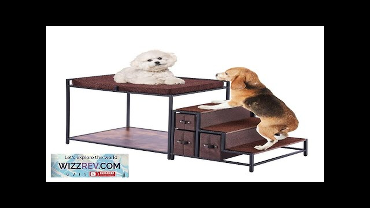 VEVOR Pet Bunk Bed Dog/Cat Window Perch with Stairs Storage Medium Size Review