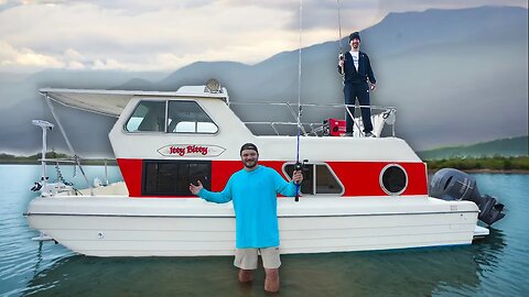 Camping on a Restored Houseboat in a Mountain Lake Paradise! Caught a 30 lb Striper!"