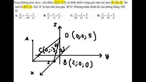 Toán 12: Trong không gian Oxyz, cho điểm A(2;-3;5) có hình chiếu vuông góc trên các trục Ox