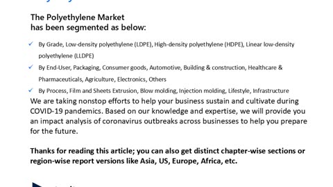 Polyethylene Market Share, Size, and Industry Growth Forecast Till 2031