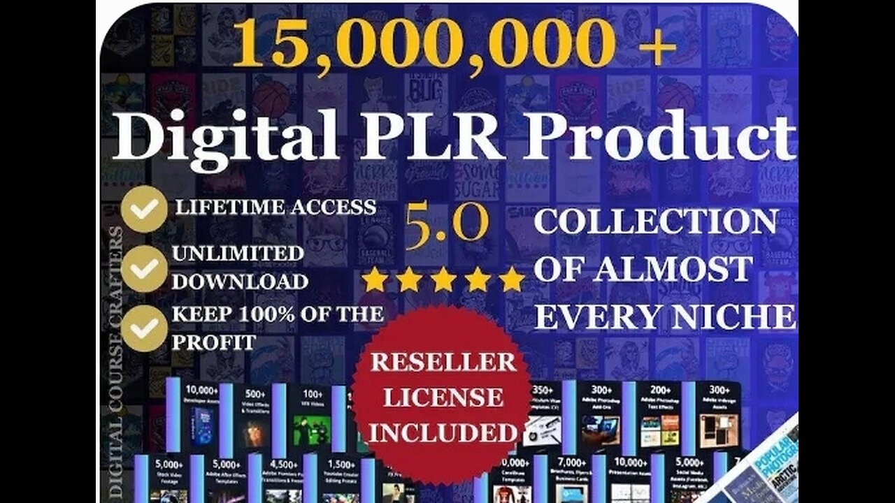 15,000,000+ Digital PLR Products with Reseller License – Lifetime Access to Unlimited Profits