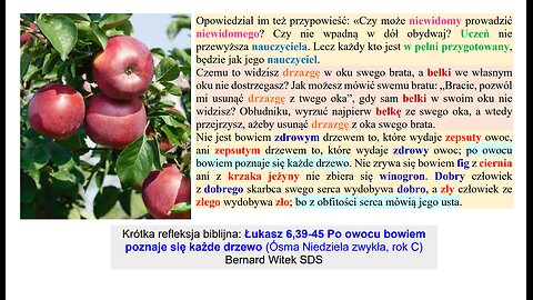 Łukasz 6,39-45 Po owocu bowiem poznaje się każde drzewo