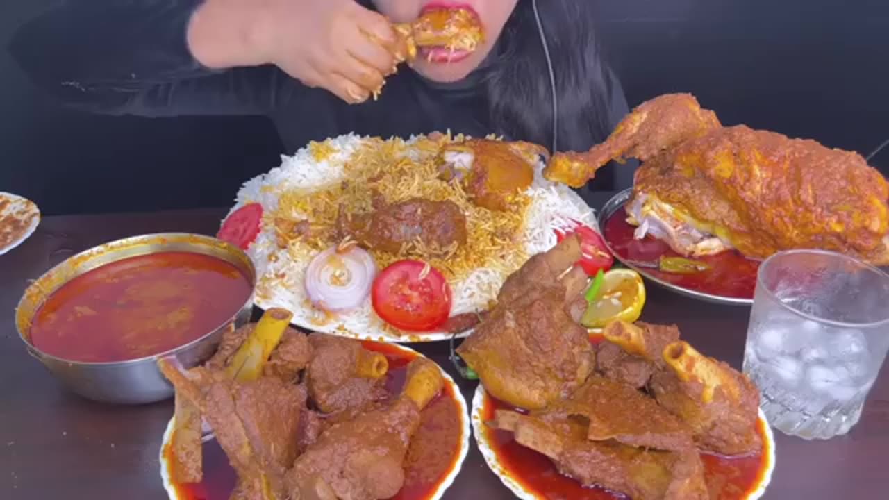 ASMR Eating 🔥 Spicy Whole Chicken Curry +Spicy Mutton Curry+White Rice+Green Chilli || Mukbang