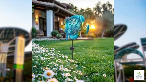 HONGLAND Solar Outdoor Lights - Metal Fish Decorative Stake