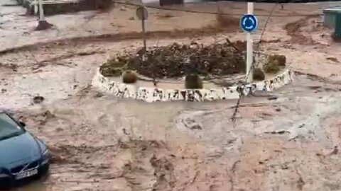 Floods due to heavy rainfall in Telde of Canary Islands, Spain