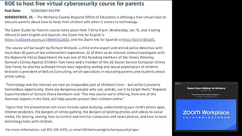 McHenry County Regional Office of Education hosts free virtual cybersecurity course for parents. We watch together.