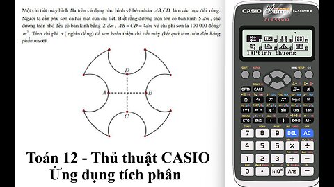 Toán 12: Một chi tiết máy hình đĩa tròn có dạng như hình vẽ bên nhận AB, CD làm các trục đối xứng