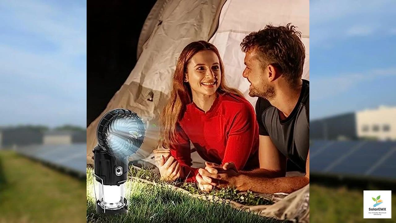 2024 Upgrade Solar Powered Camping Lantern with Fan