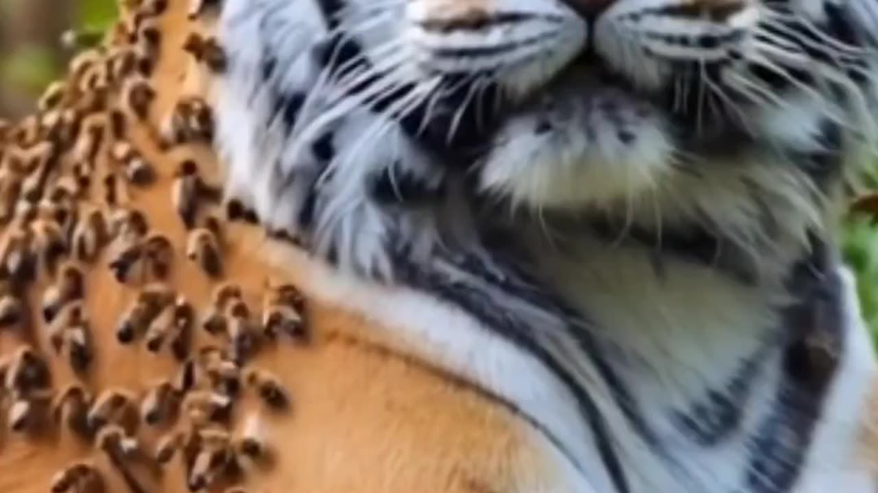 Honey bee attack tiger