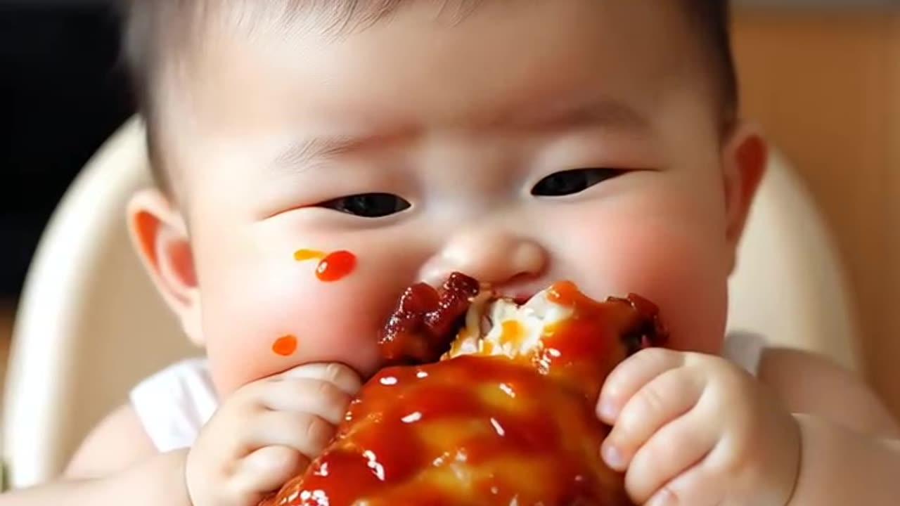 A cute, chubby baby .