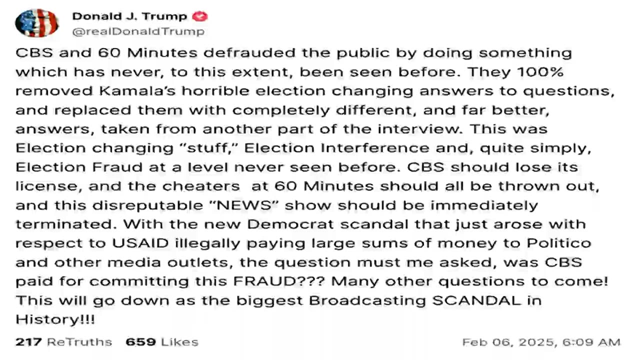 Trump goes after CBS BroadCasting license as MSM Fake News Election Fraud 🟢