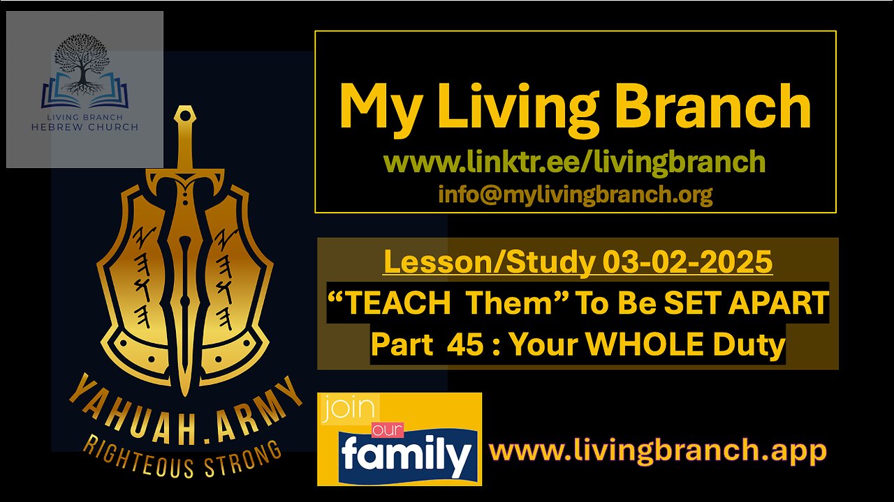 03-02-2025 𐤉𐤄𐤅𐤄 “TEACH Them” To Be SET APART Part 45: Your WHOLE Duty