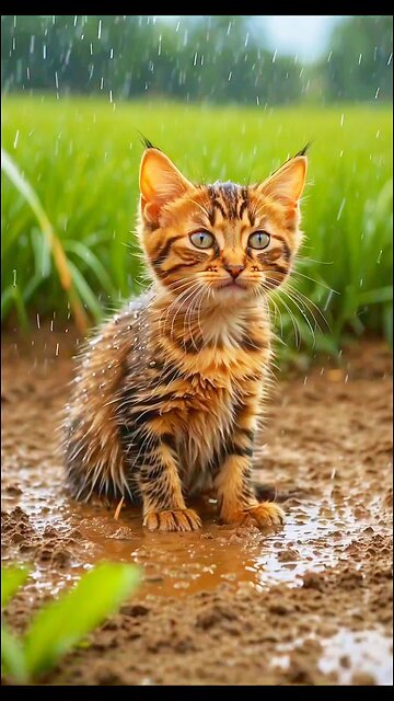 Kitty in Rain 🥺