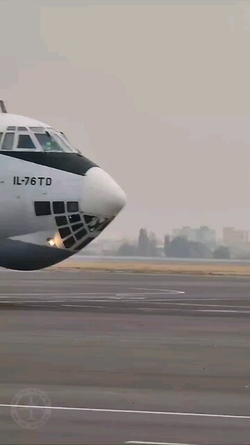 An Ilyushin Il-76TD (UK No. 76426) in the livery of the national airline Uzbekistan Airways which...