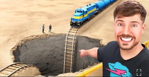 Train vs giant pit