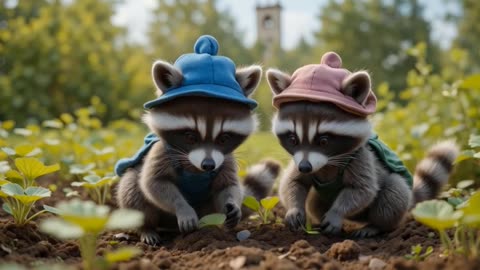 "Raccoon Family’s Vegetable Farm Adventure! 🐾🥕 Cute & Funny Animal Story! 😂 #Shorts"