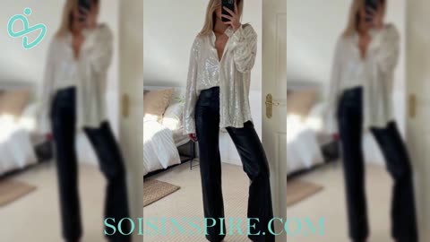 Sequin Button Up Long Sleeve Shirt