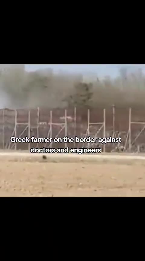 Greek farmer sprays illegal migrants trying to illegally cross the border with