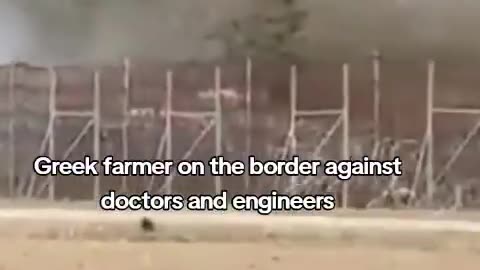 Greek farmer sprays illegal migrants trying to illegally cross the border with