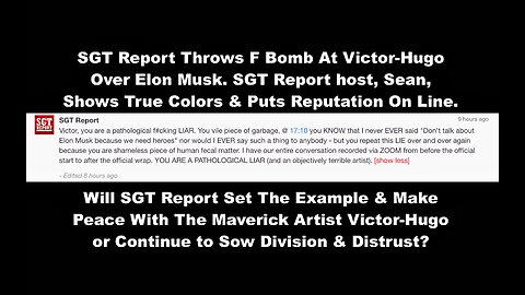 SGT Report Throws F Bomb At VictorHugo Over Elon Musk Sean Shows True Colors Puts Reputation On Line