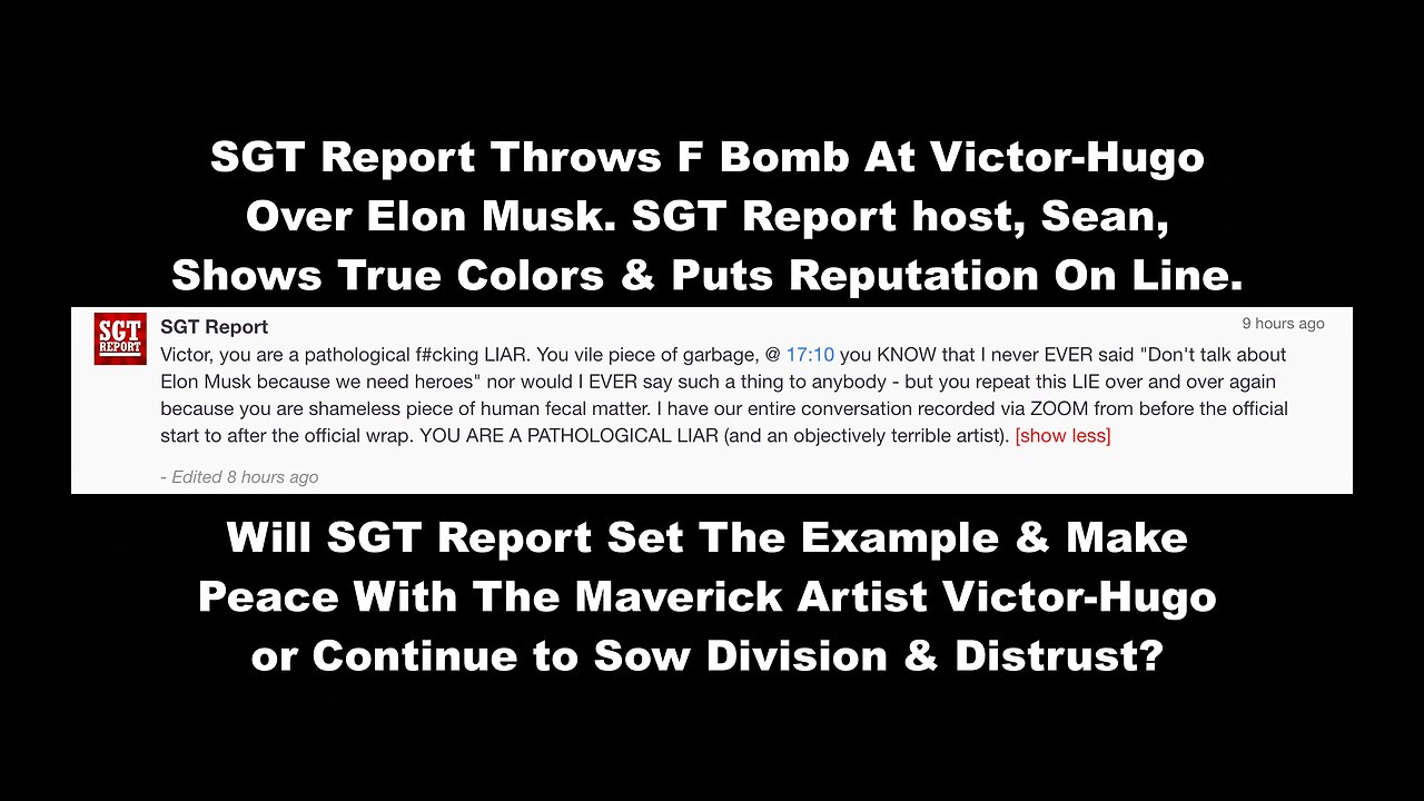 SGT Report Throws F Bomb At VictorHugo Over Elon Musk Sean Shows True Colors Puts Reputation On Line