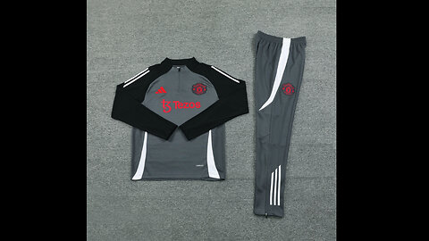 👉🏻⚽️2024-25 Manchester United Adult/Kid Grey Long Sleeve Tracksuit