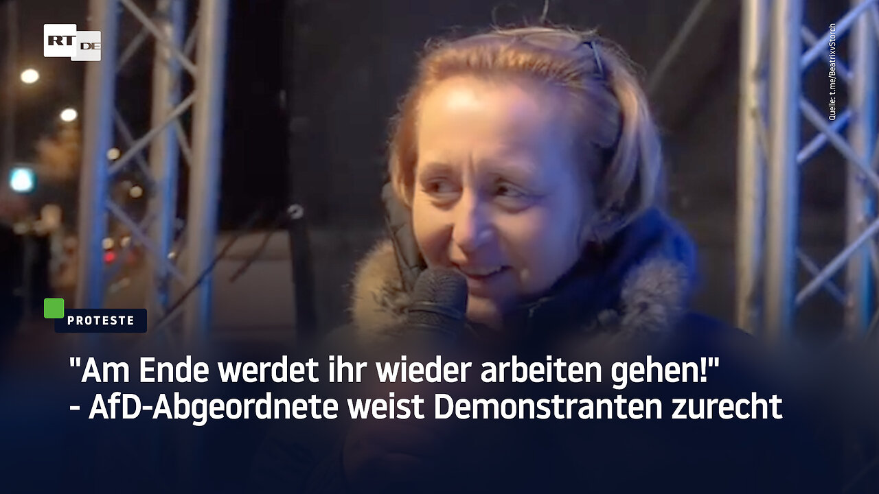 "Am Ende werdet ihr wieder arbeiten gehen!" - AfD-Abgeordnete weist Demonstranten zurecht