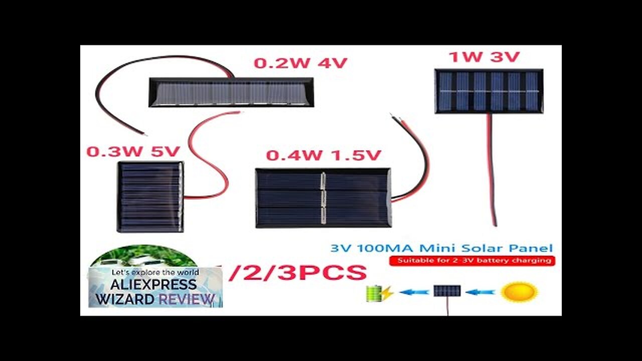 1/2/3 Pcs 0.3W 5V/0.2W 4V Solar Epoxy Panel Polysilicon Board with Wire Review