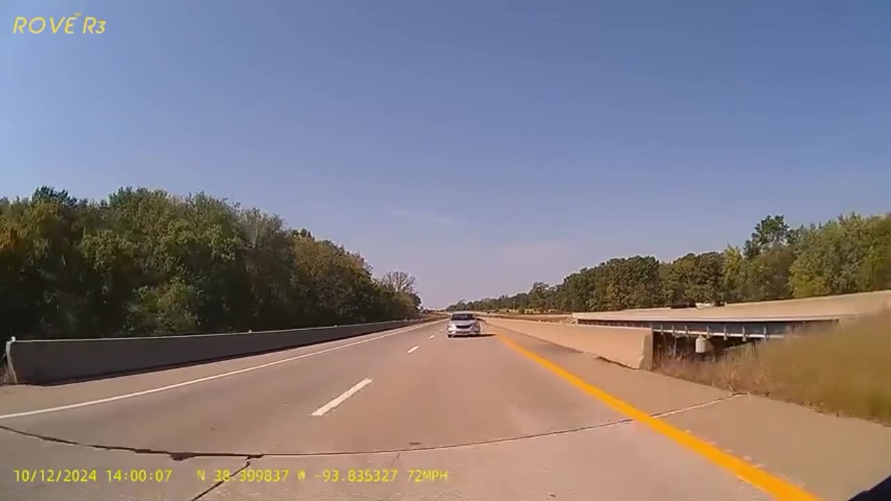 Speeding car ramps directly straight into car rear